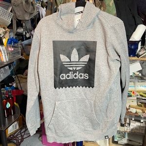 Adidas gray & black logo hoodie medium